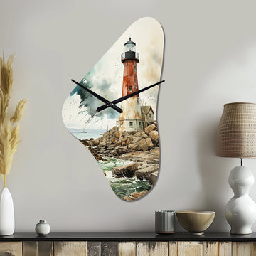 Vintage Lighthouses Guiding Light V - Asymmetric Metal Wall Clock